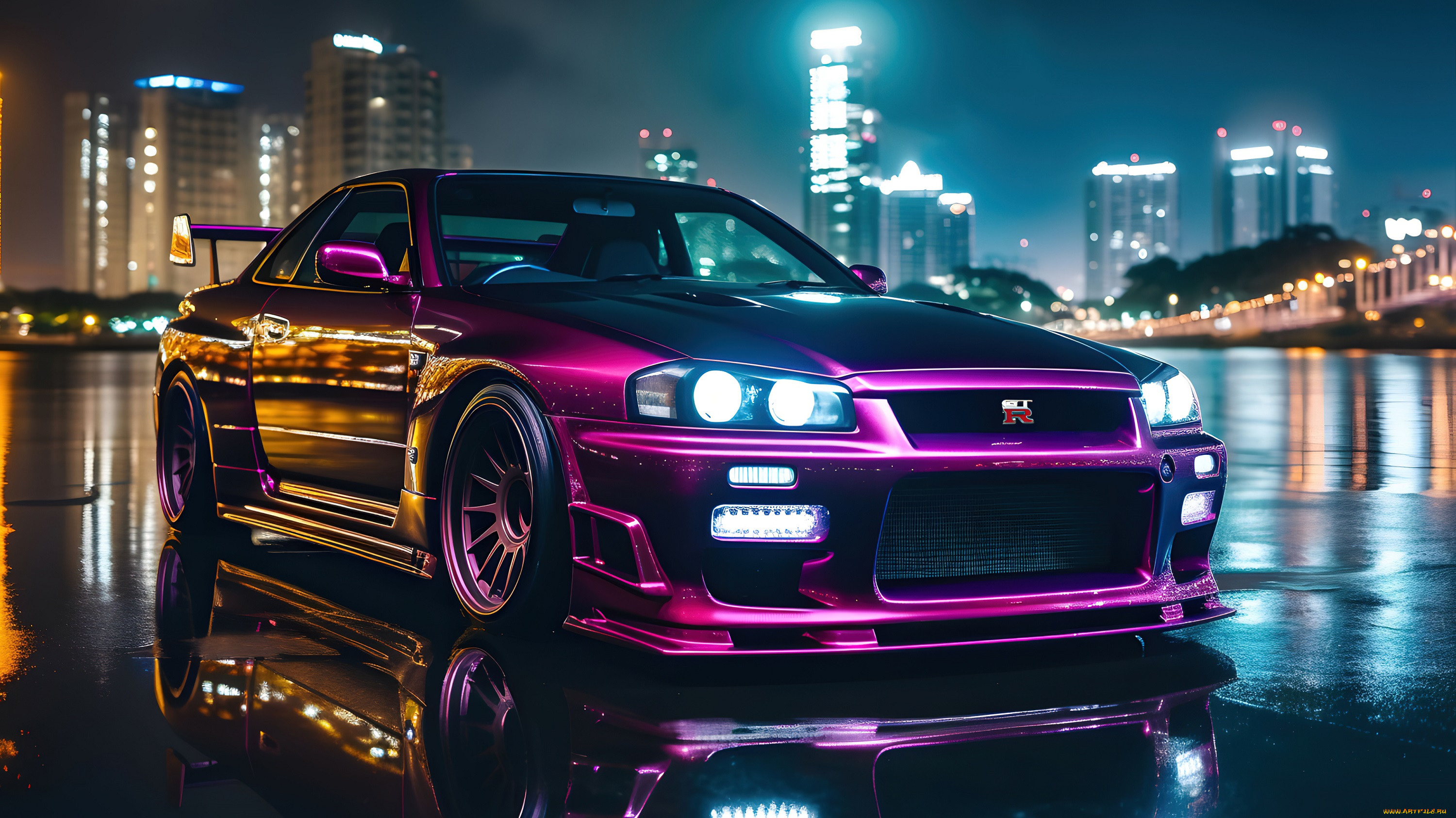 , 3, , nissan, cars, skyline, tuning, godzilla, nismo, japanese, gt-r, 34, gtr, r34, night, city, japan, car, datsun, legend, z, tuned